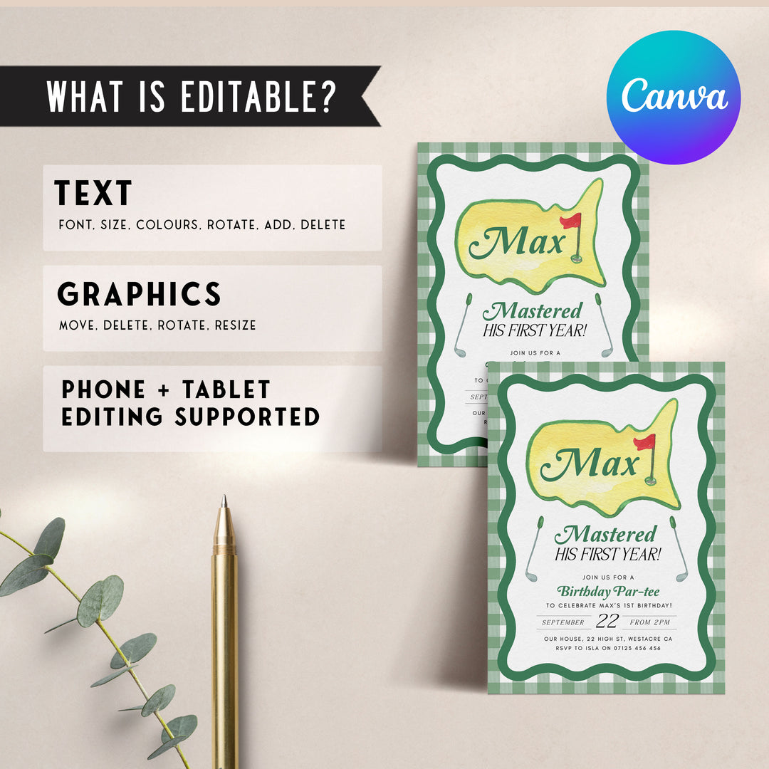 Masters Par-Tee First Year Invitation