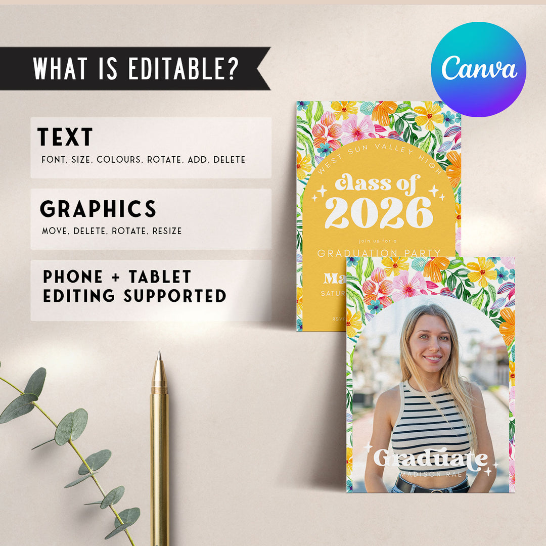 Tropical Floral Graduation Announcement