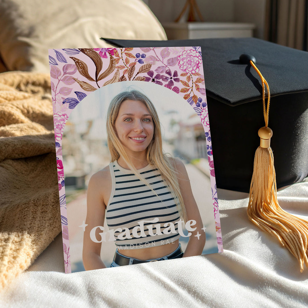 Pink Floral Graduation Announcement