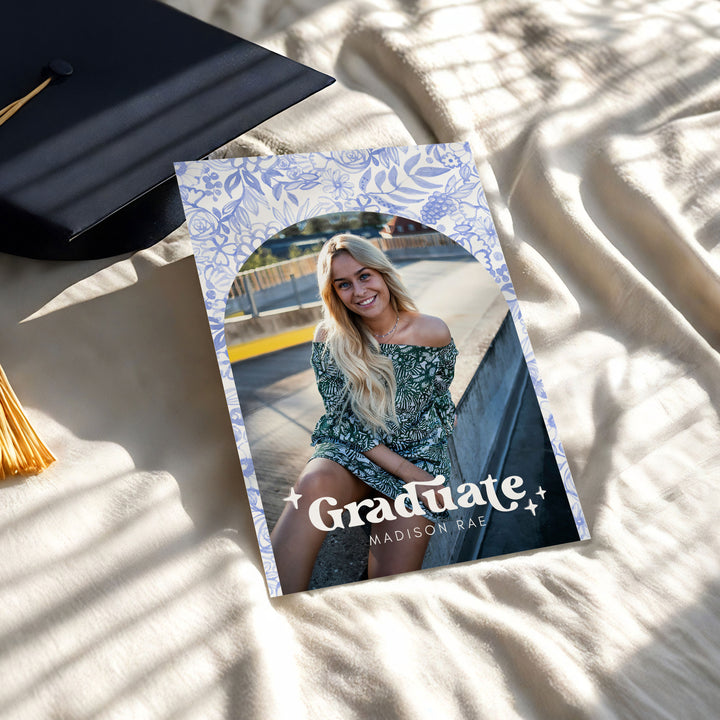 Blue Floral Graduation Invitation Bundle