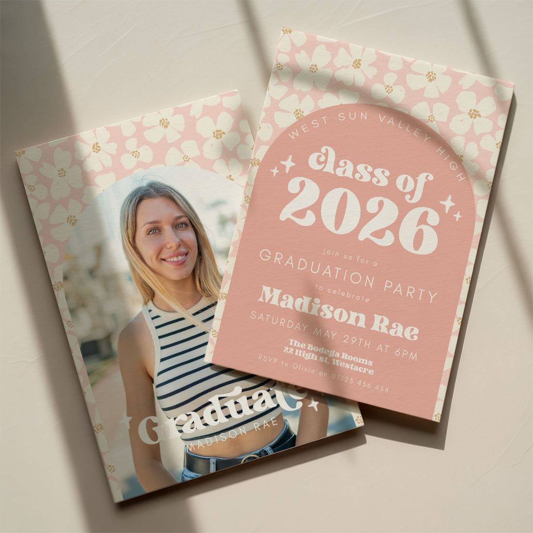 Modern Floral Graduation Announcement
