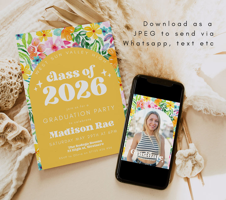 Tropical Floral Graduation Announcement