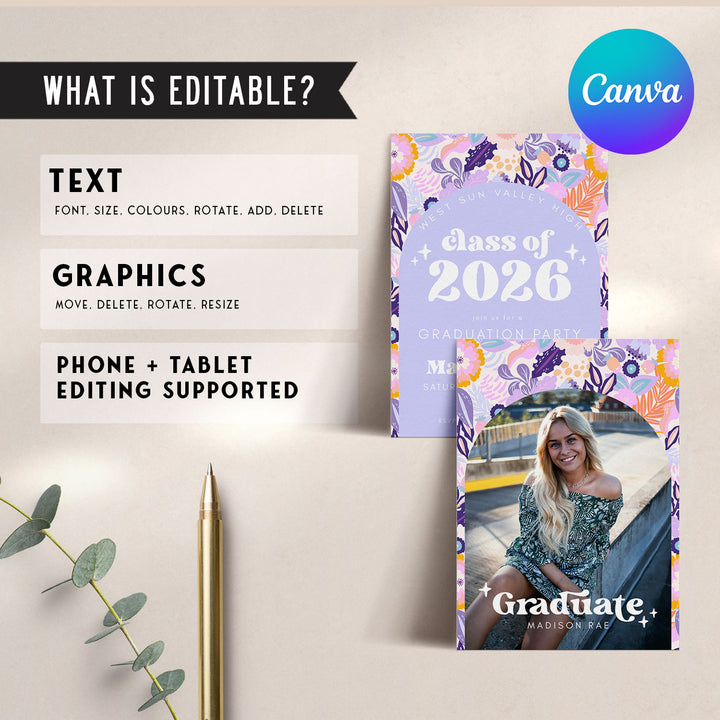 Lilac Graduation Invitation Bundle