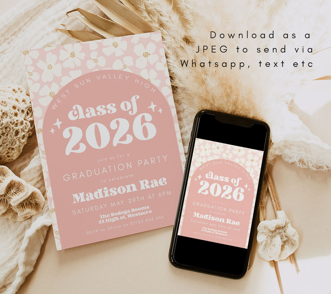 Modern Floral Graduation Announcement