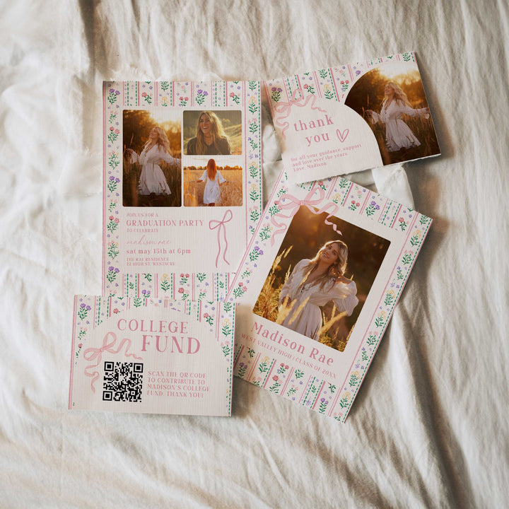 Floral Graduation Invitation Bundle