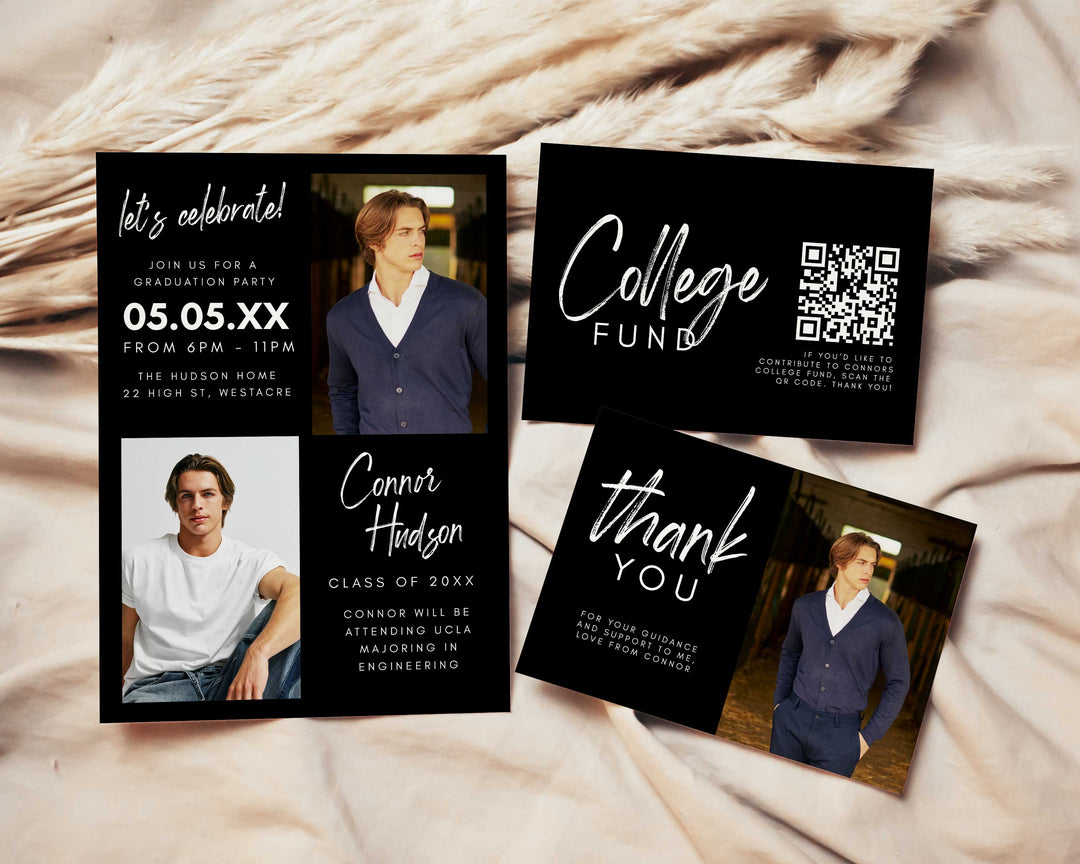 Black Graduation Invitation Bundle