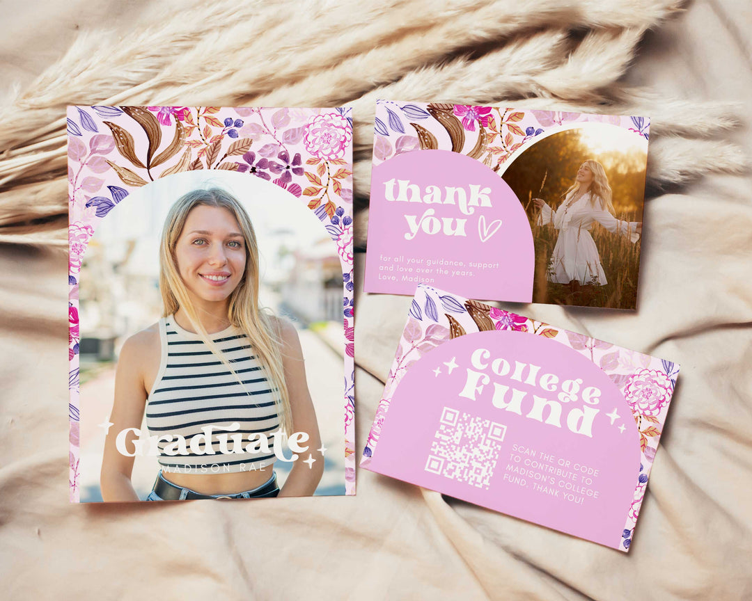 Bright Pink Graduation Invitation Bundle