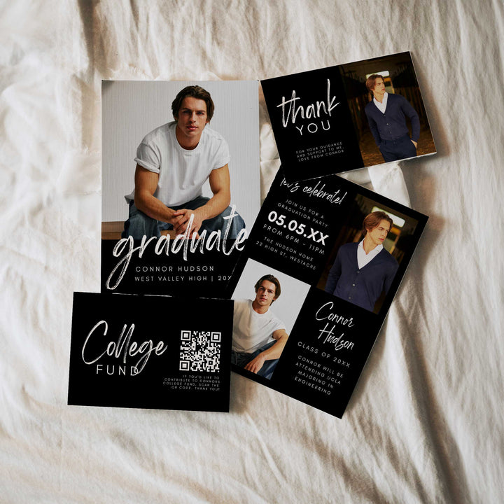 Black Graduation Invitation Bundle