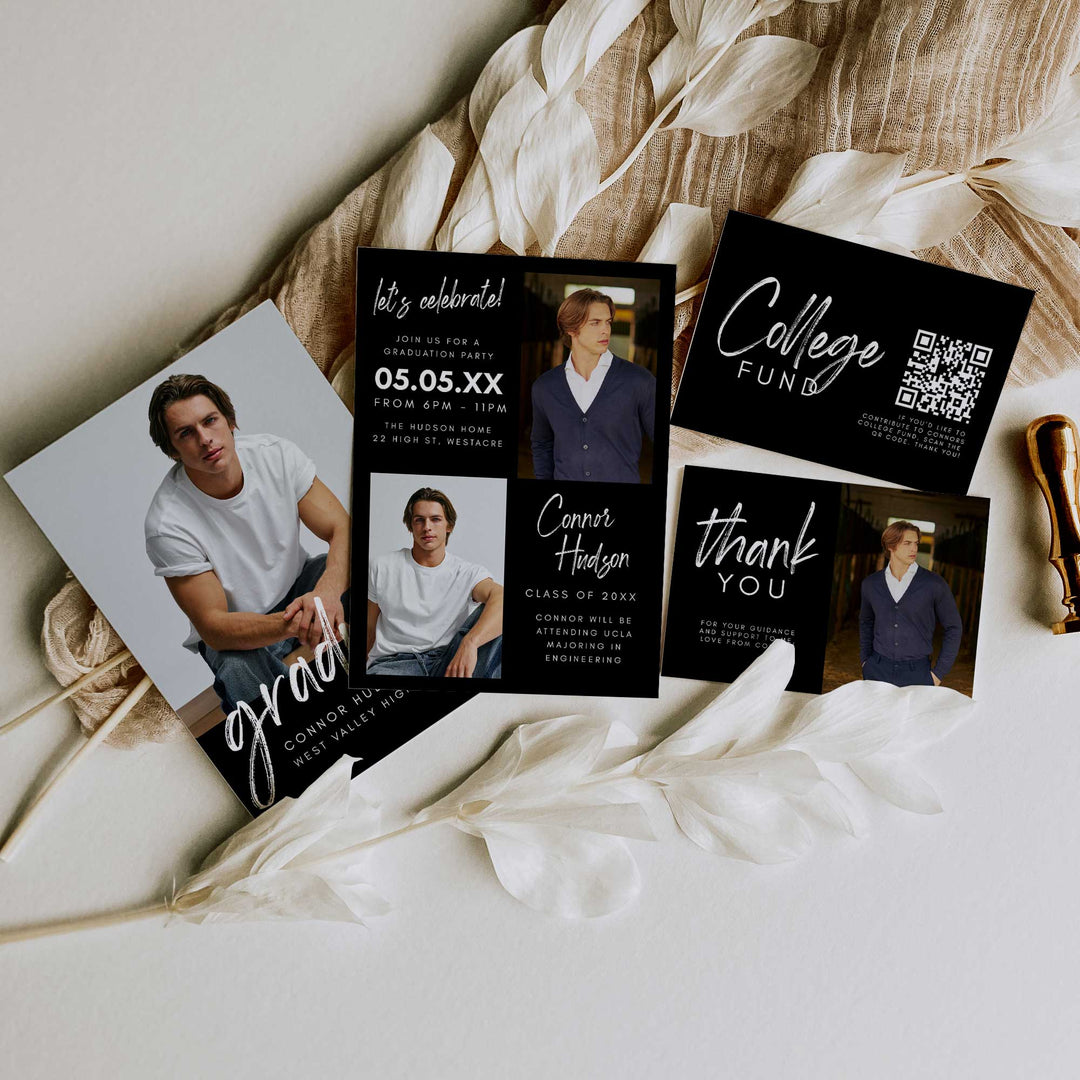 Black Graduation Invitation Bundle