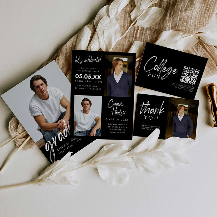 Black Graduation Invitation Bundle