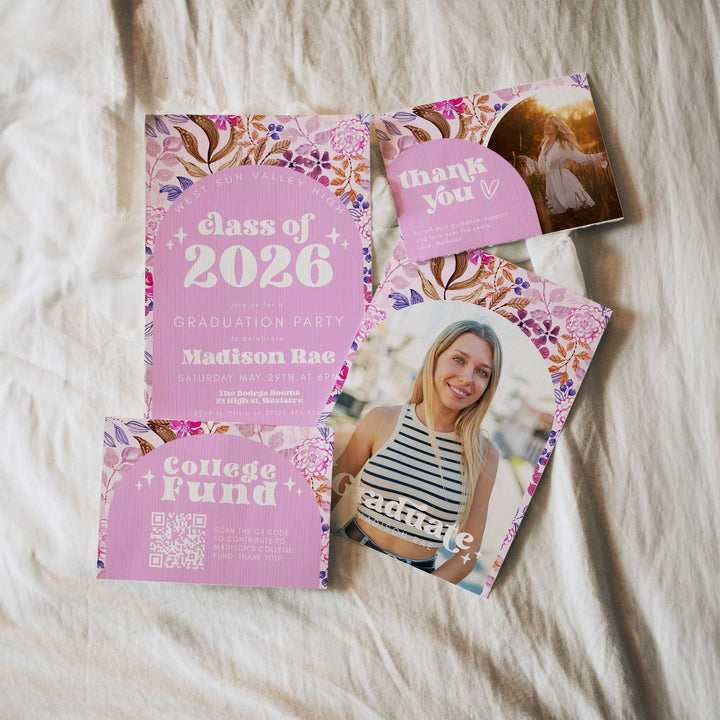 Bright Pink Graduation Invitation Bundle