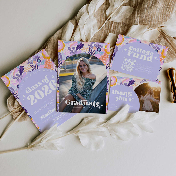 Lilac Graduation Invitation Bundle