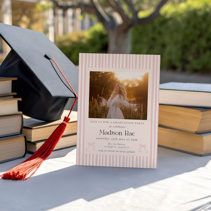 Pink Preppy Graduation Invitation Bundle