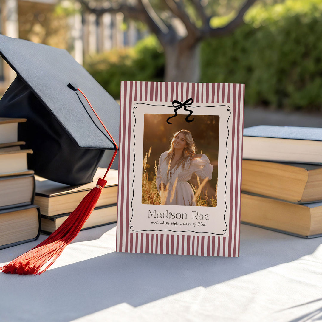 Maroon Striped Graduation Invitation