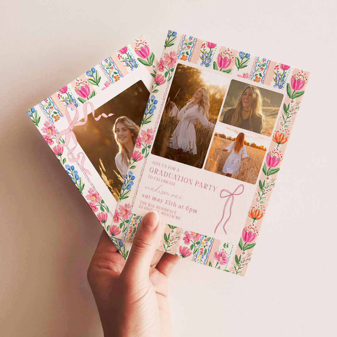 Bright Floral Graduation Invitation
