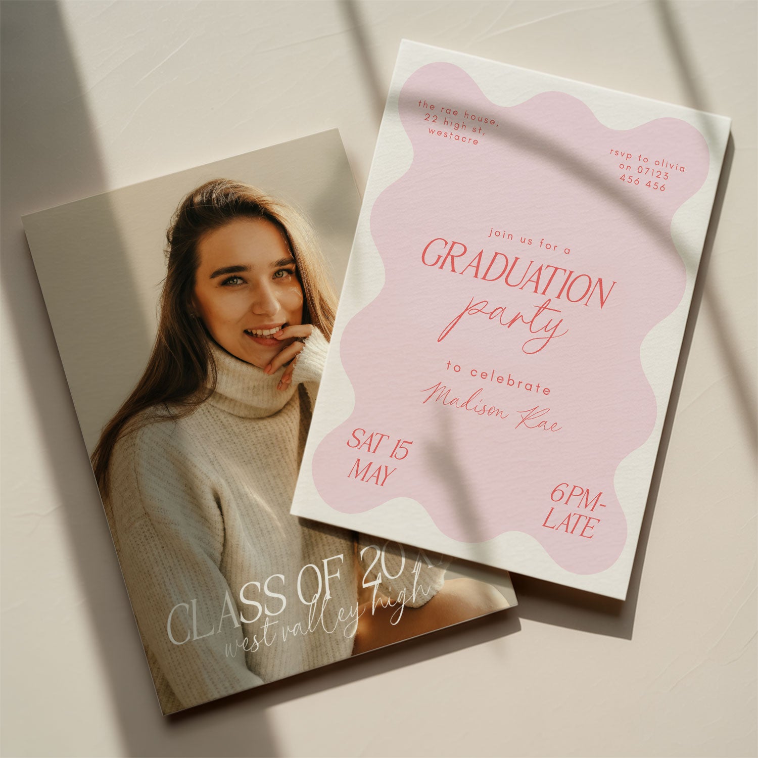 Graduation Program Example Pink Pink Wavy Graduation Announcement Editable Template – OhHappyPrintables
