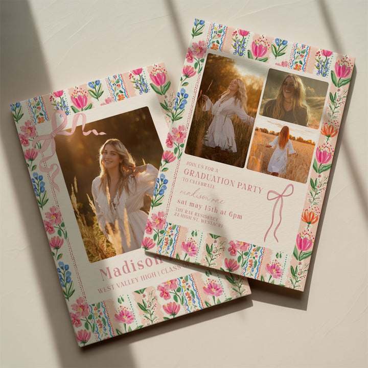 Bright Floral Graduation Invitation