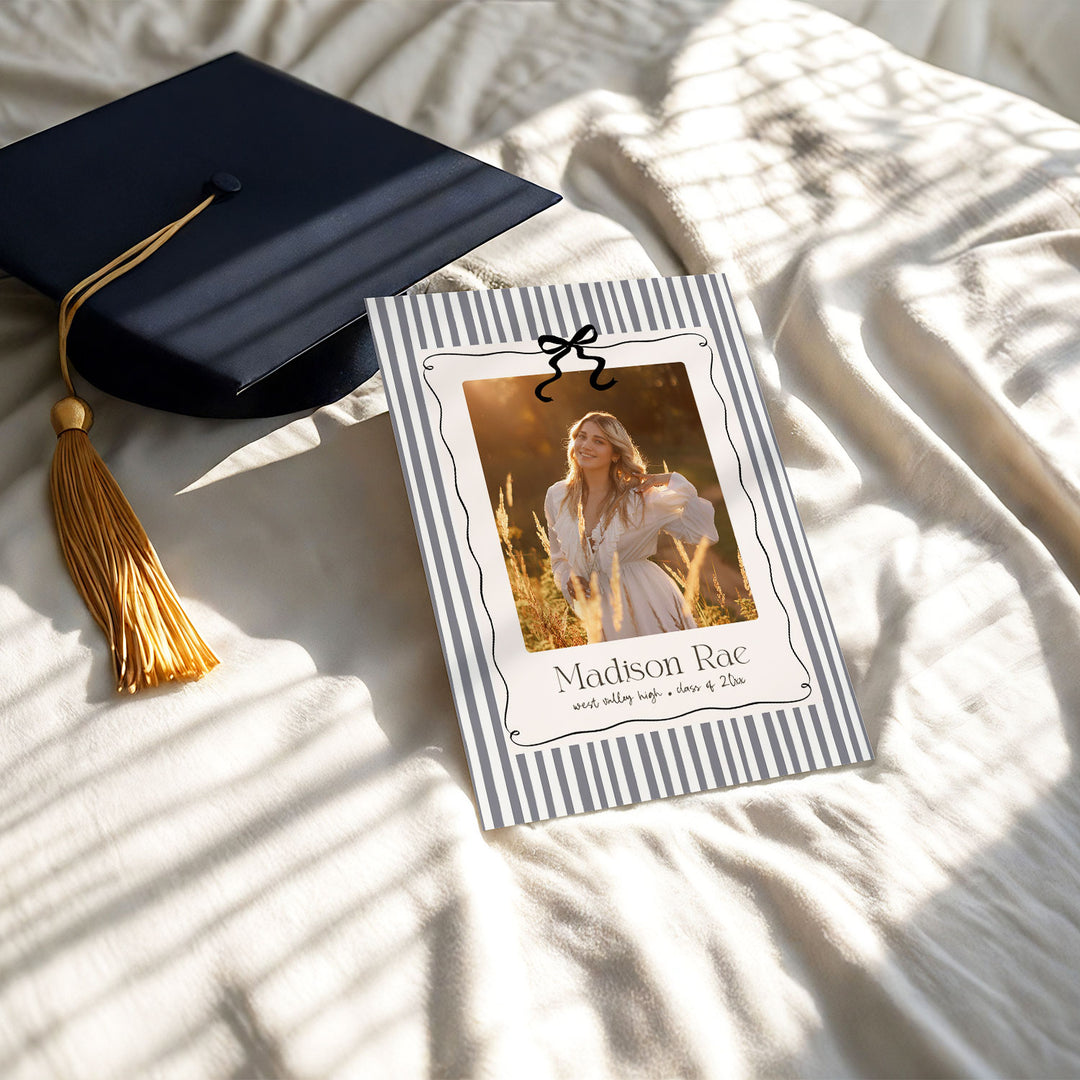 Grey Striped Graduation Announcement