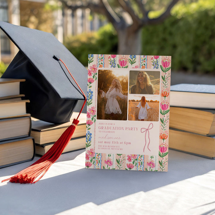 Bright Floral Graduation Invitation