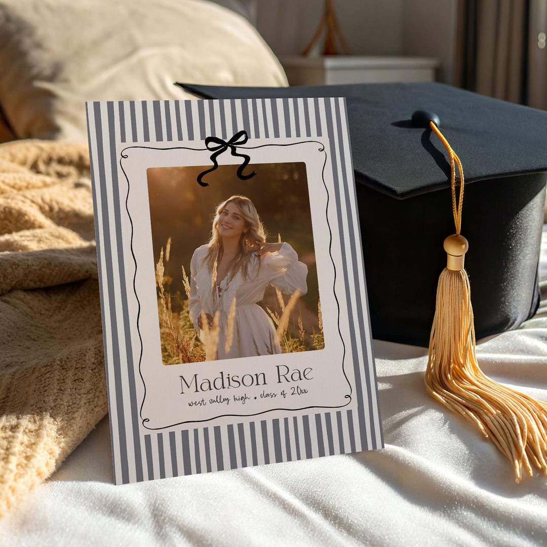 Grey Striped Graduation Announcement