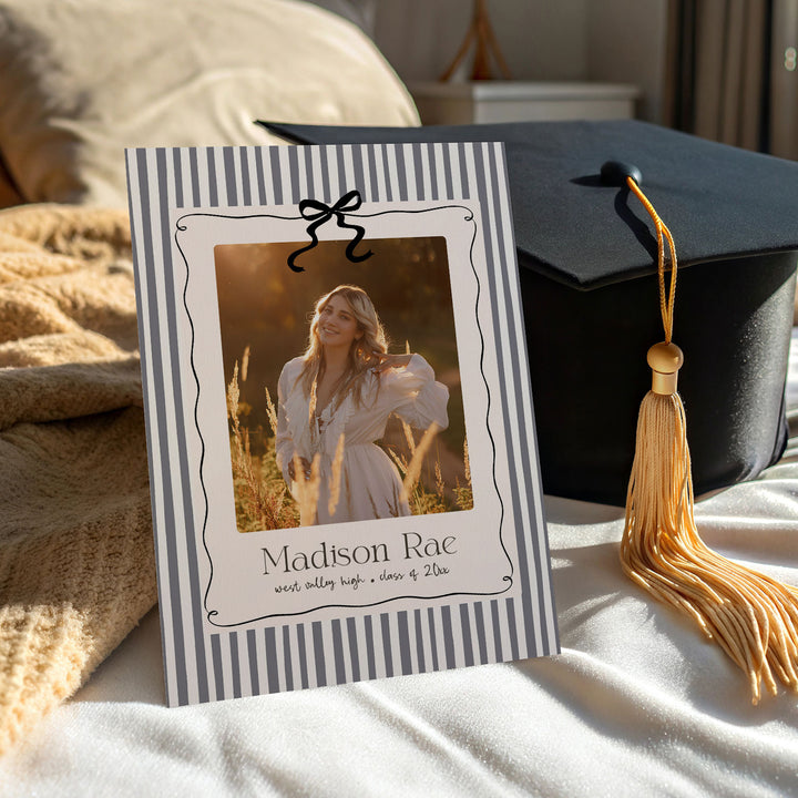 Grey Striped Graduation Announcement