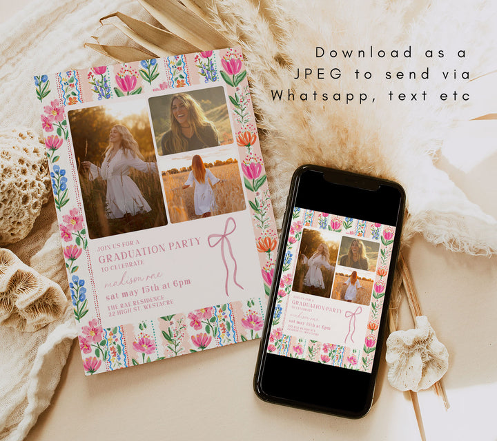 Bright Floral Graduation Invitation