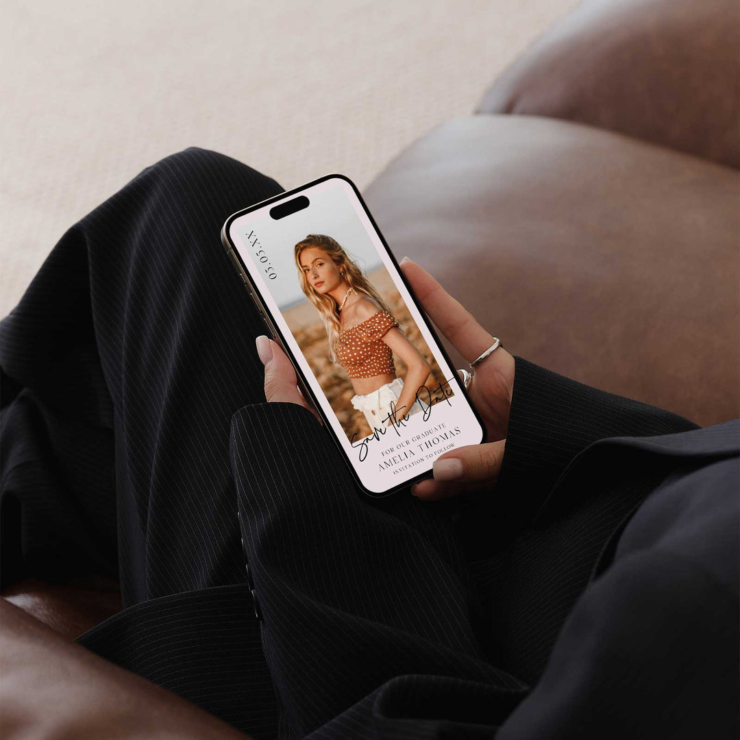 Save The Date Graduation With Pink Background