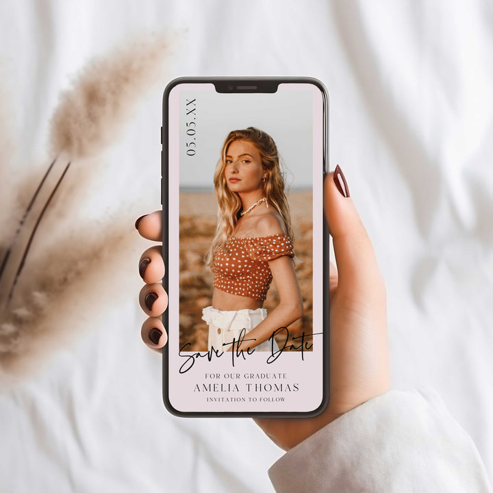 Save The Date Graduation With Pink Background