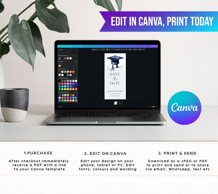 Blue Floral Graduation Save The Date