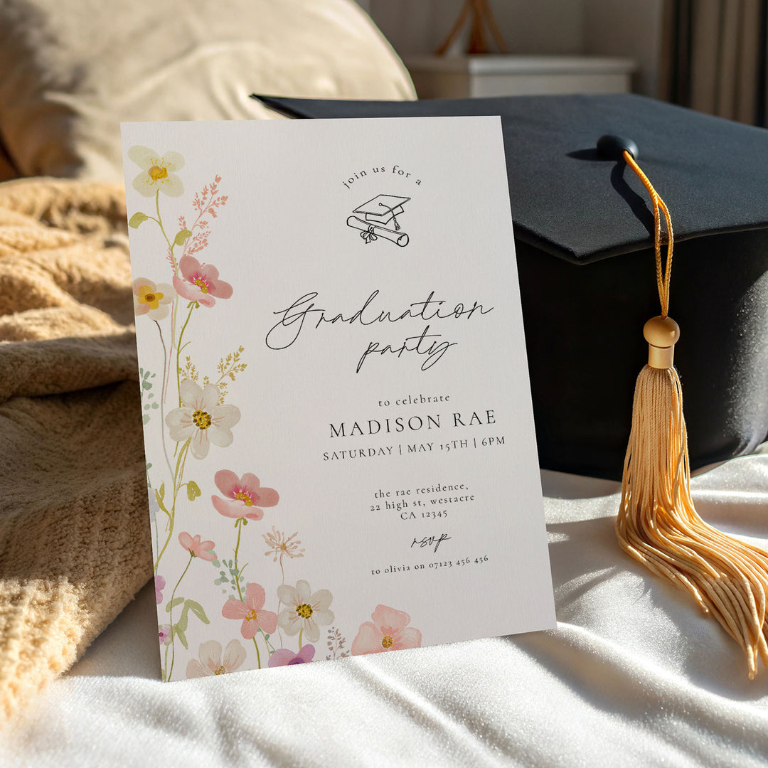 Watercolor Wildflower Graduation Announcement