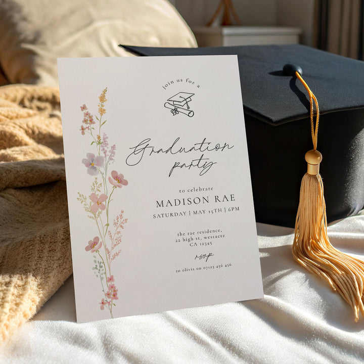 Simple Wildflower Graduation Announcement
