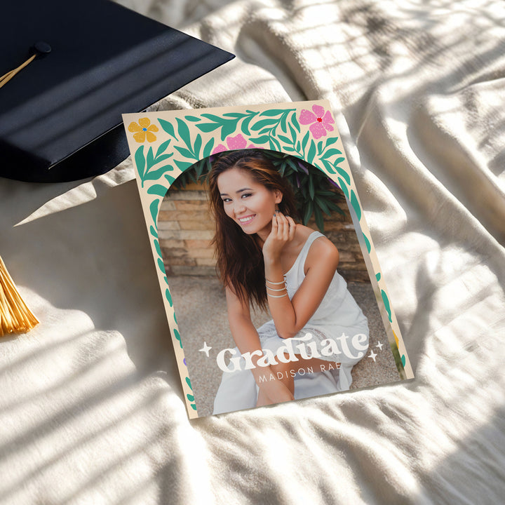 Green Boho Floral Graduation Announcement