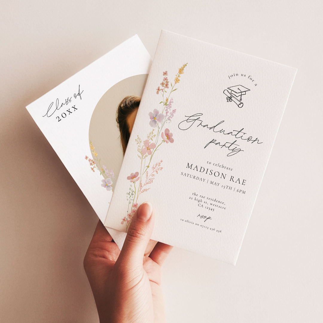Simple Wildflower Graduation Announcement