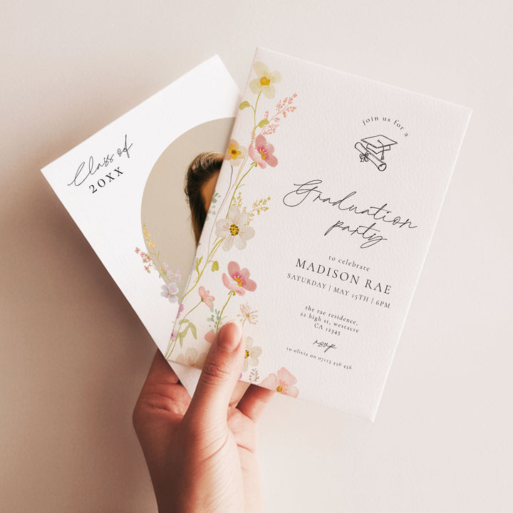 Watercolor Wildflower Graduation Announcement