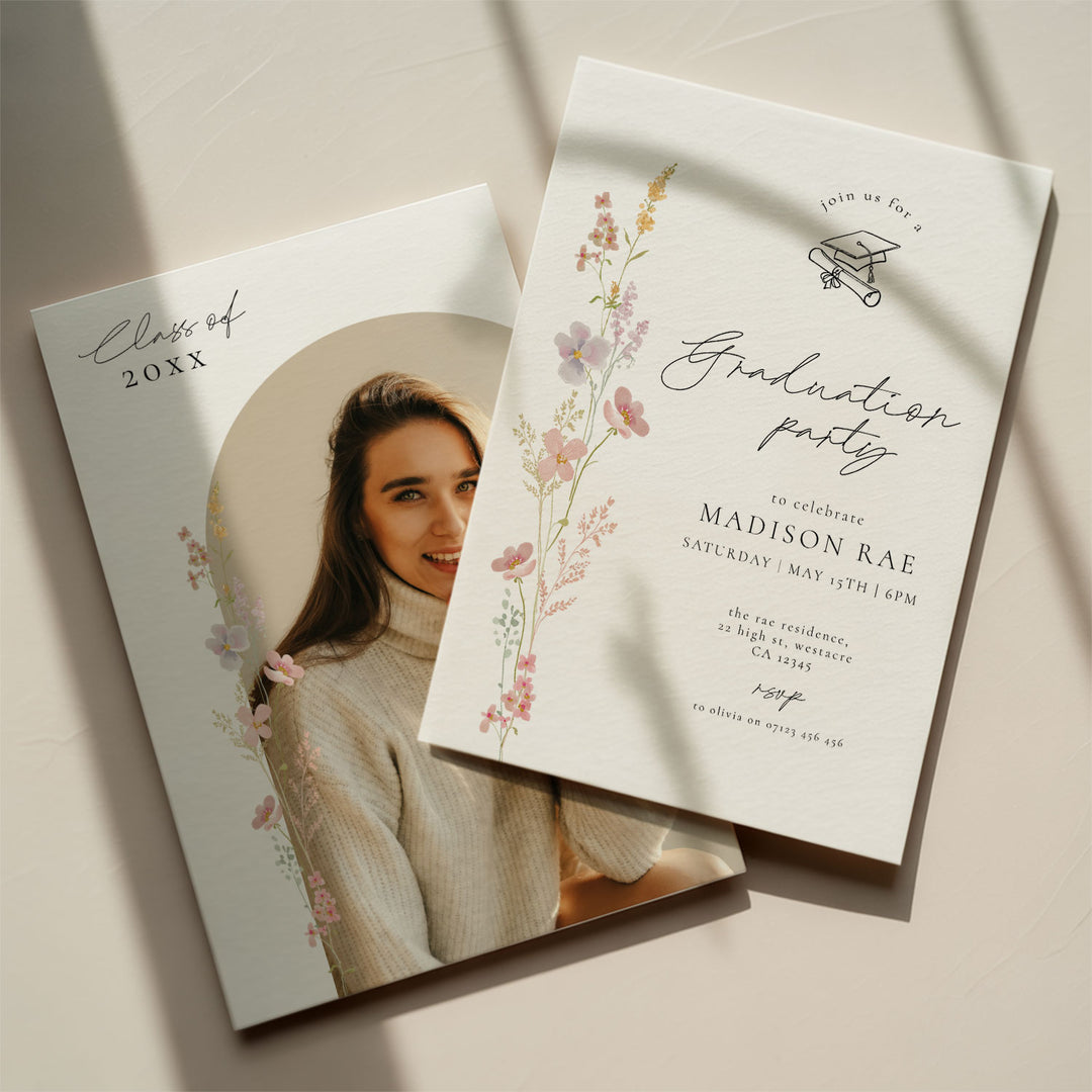 Simple Wildflower Graduation Announcement
