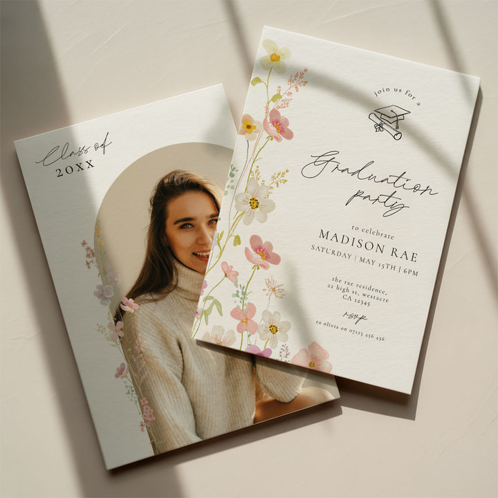 Watercolor Wildflower Graduation Announcement
