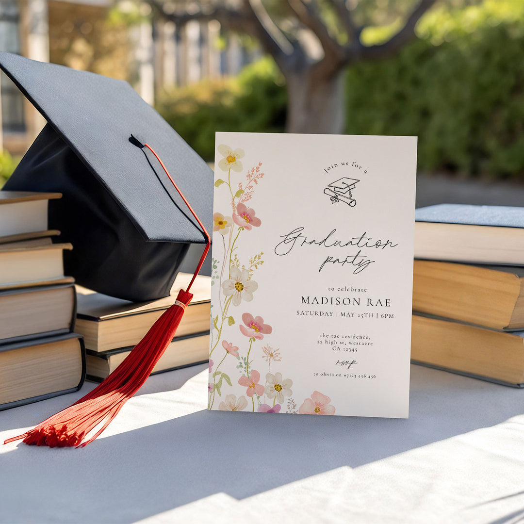 Watercolor Wildflower Graduation Announcement