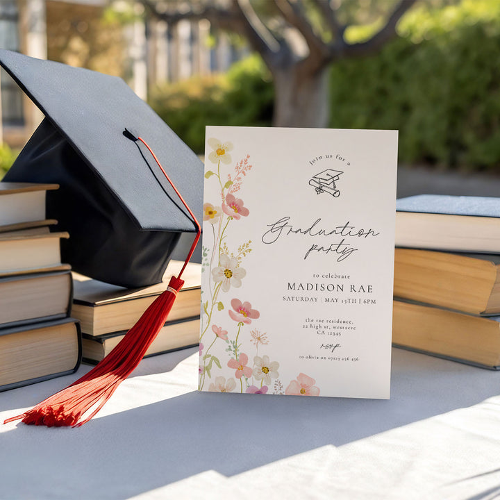 Watercolor Wildflower Graduation Announcement