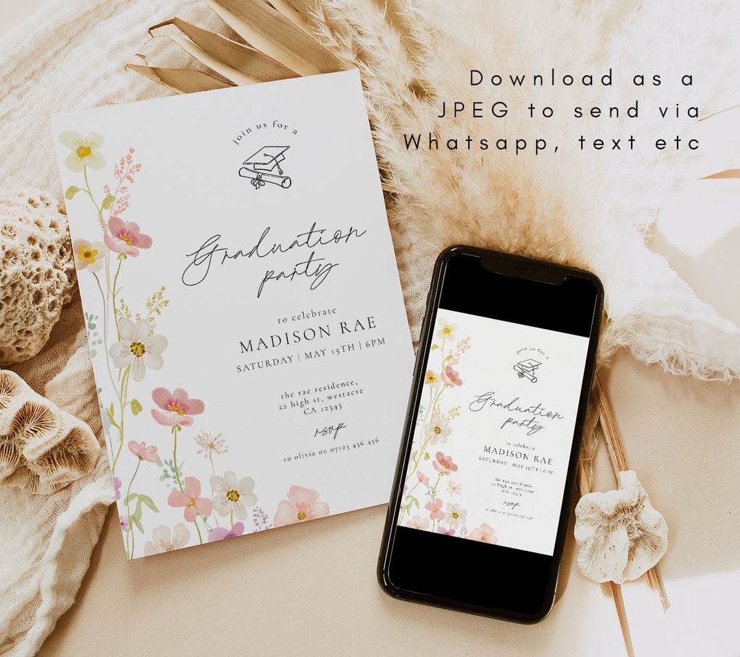 Watercolor Wildflower Graduation Announcement