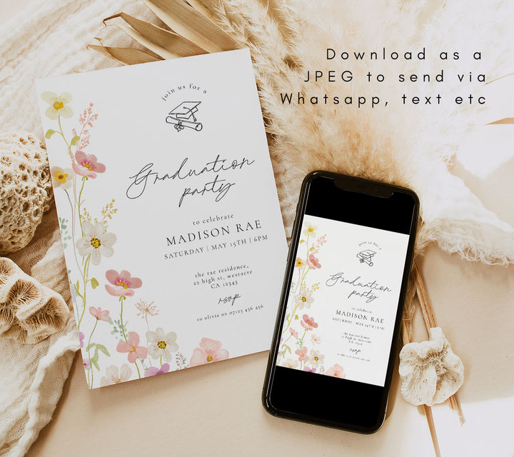 Watercolor Wildflower Graduation Announcement