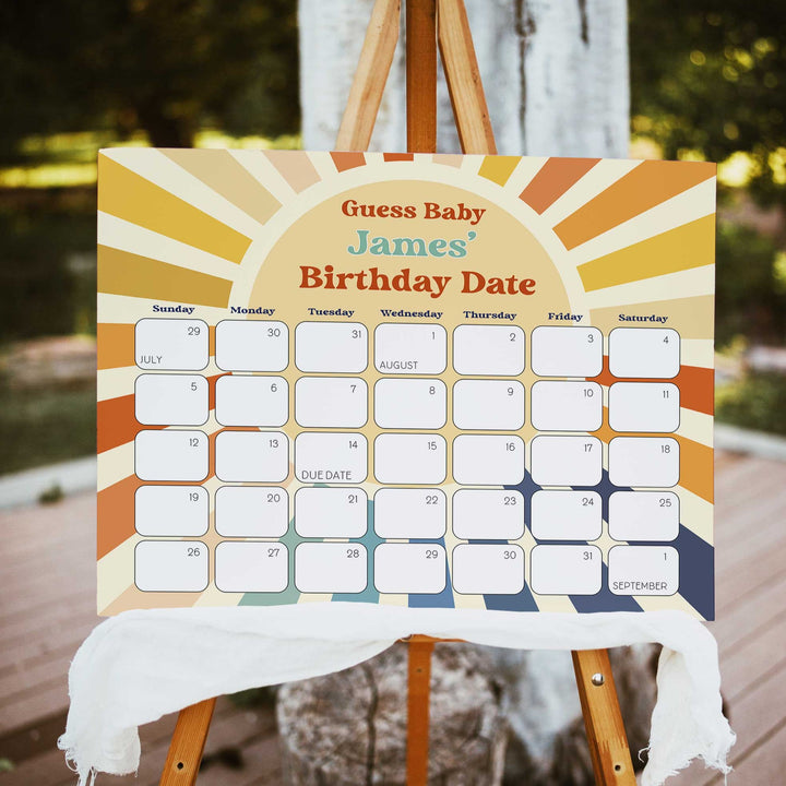 here comes the son baby shower party bundle. Fully editable and includes items such as invitations, welcome signs, thank you tags, guess the baby birthday game, 60 baby shower games, and more. All are fully editable