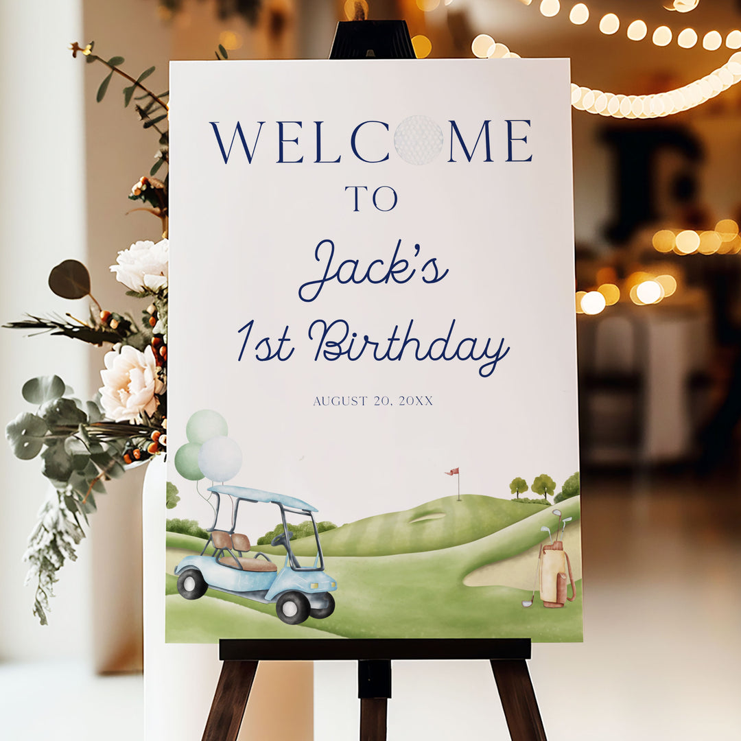 Hole In One Birthday Welcome Sign