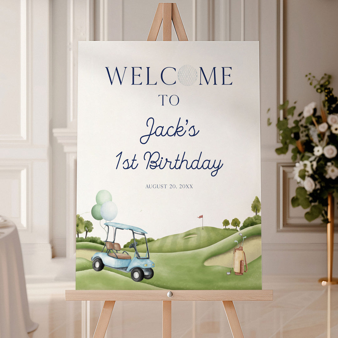 Hole In One Birthday Welcome Sign