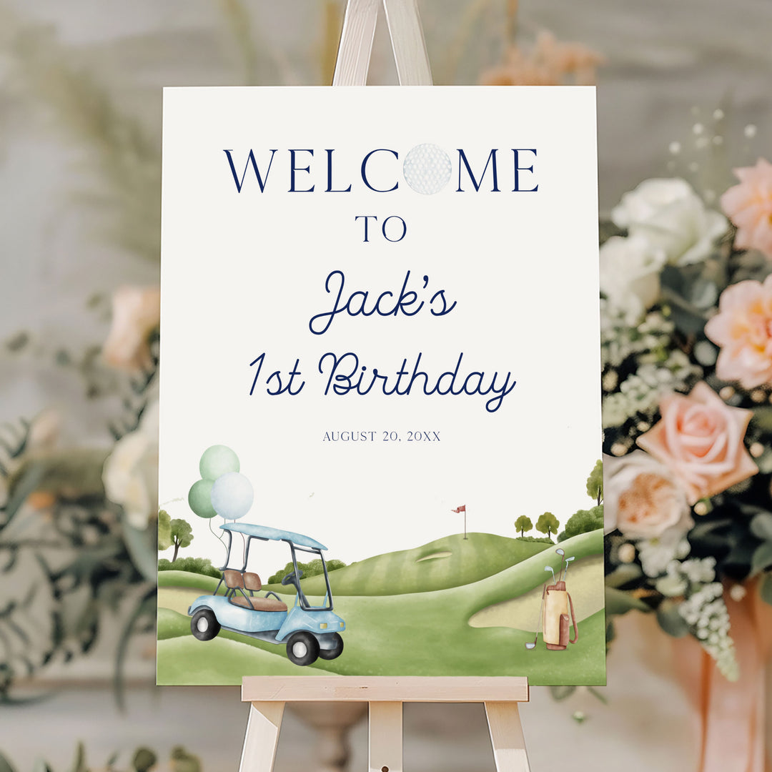 Hole In One Birthday Welcome Sign