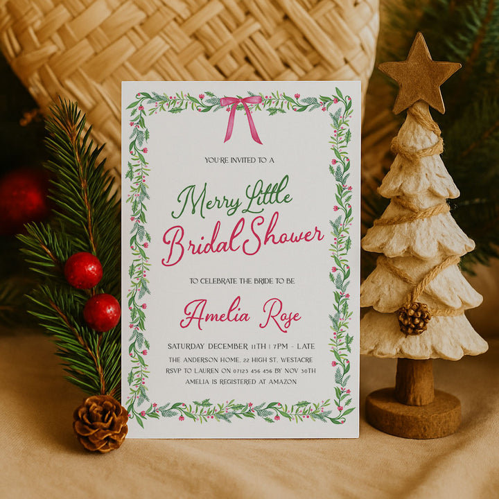 Pink Bow Festive Bridal Shower Invitation