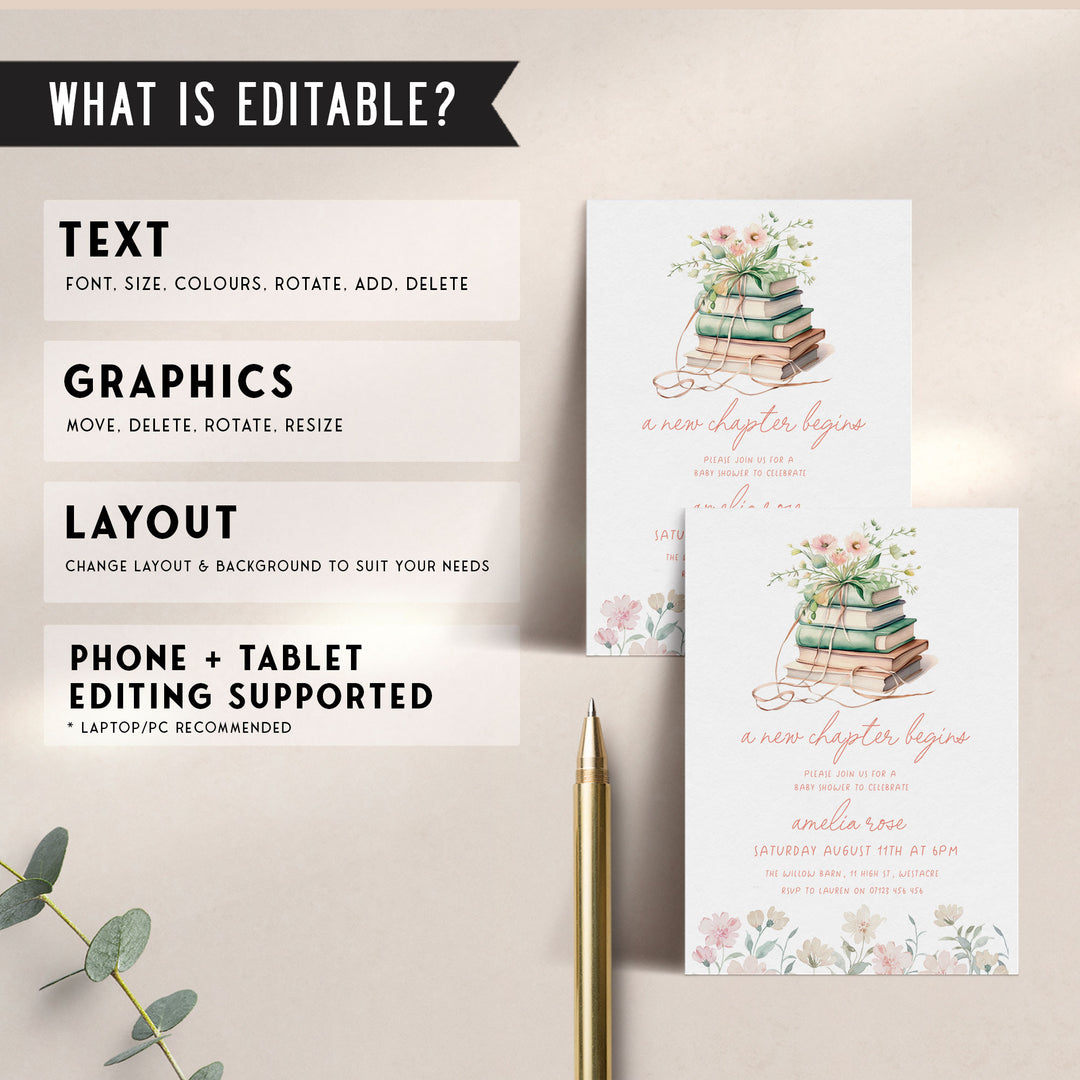 Pink New Chapter Begins Invitation