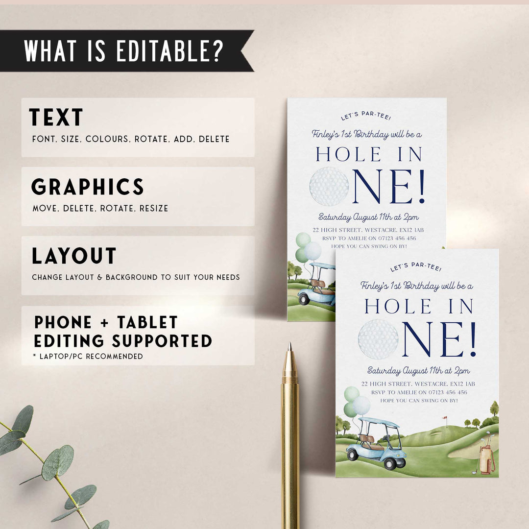 Hole In One First Birthday Invitation