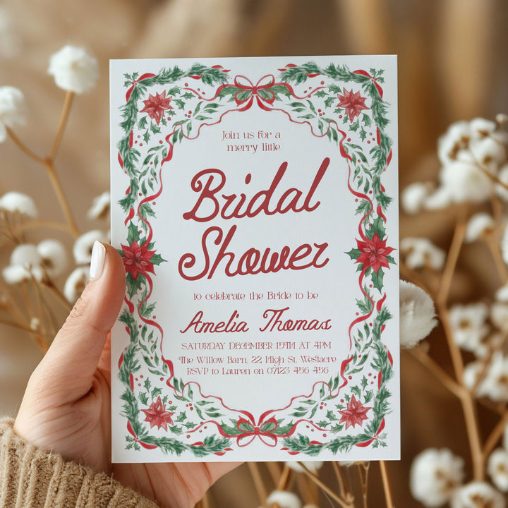 Red Green Floral Bridal Shower Invitation