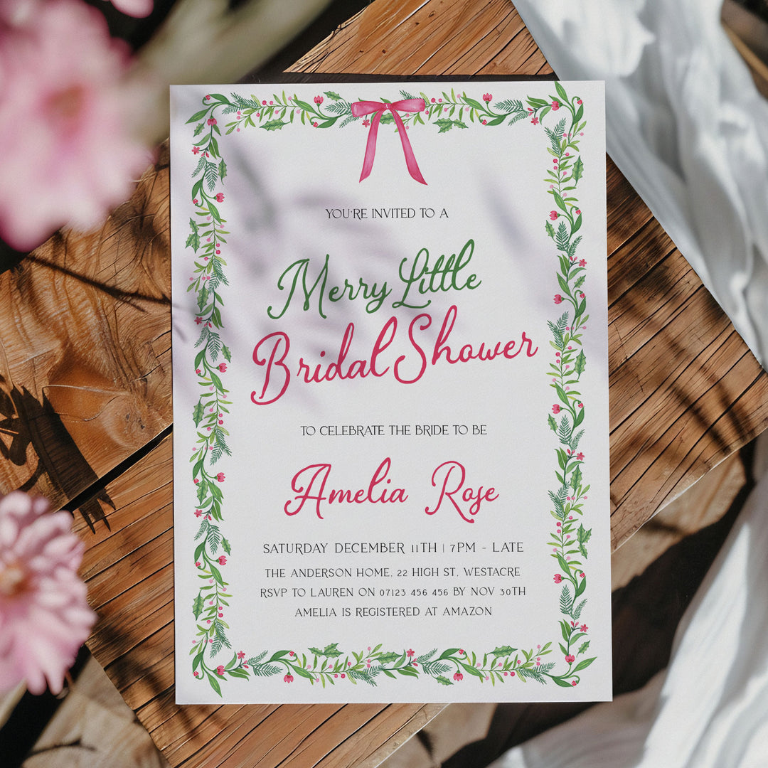 Pink Bow Festive Bridal Shower Invitation