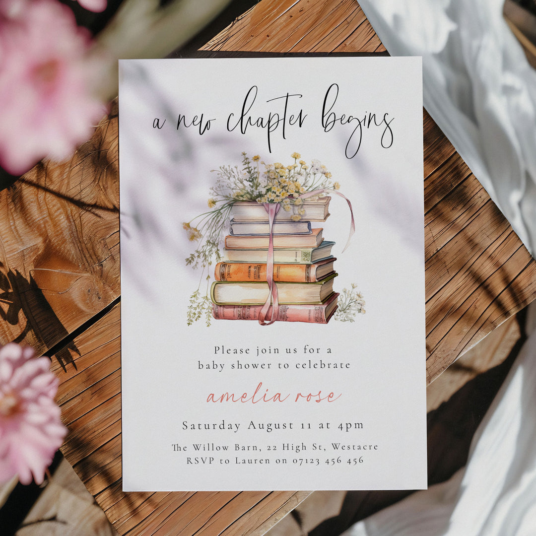 Simple New Chapter Begins Invitation